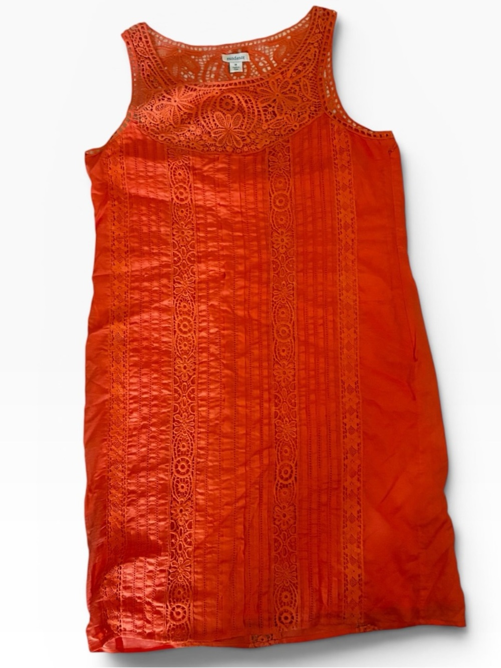 Sundance Orange Sleeveless Lace-Trim Mini Dress